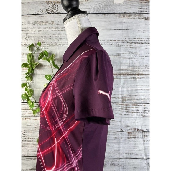 Puma Womens Golf Shirt Extra Small Burgundy Red Dry Cell Stretch Modest Athletic - Picture 7 of 9